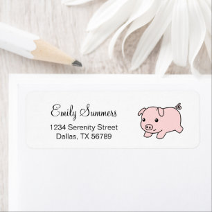 Adorable Running Piglet Pig Return Address Label
