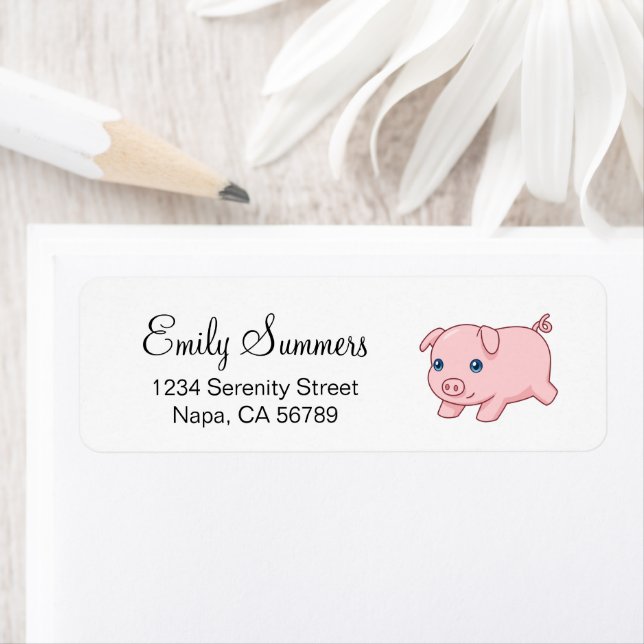 Adorable Running Piglet Pig Return Address Label (Insitu)
