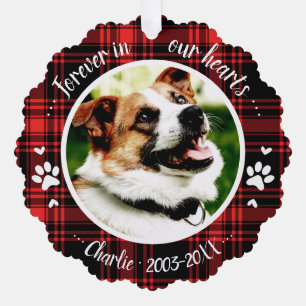 Adorable Rustic Dog Pet Memorial Custom Photo Tree Decoration Card