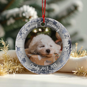 Adorable Rustic Pet Memorial Custom Photo Ceramic Ornament
