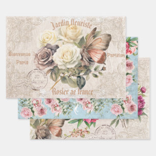 Adorable rustic vintage french Jardin fleuriste  Wrapping Paper Sheet