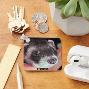 Adorable Sable Ferret Photo Key Ring