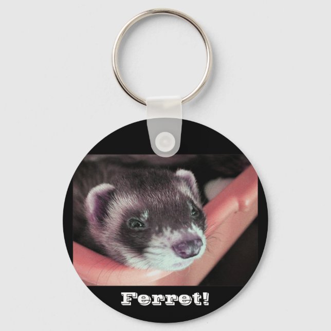 Adorable Sable Ferret Photo Key Ring (Front)