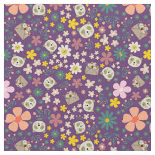 Adorable safari and botanical floral purple pink fabric