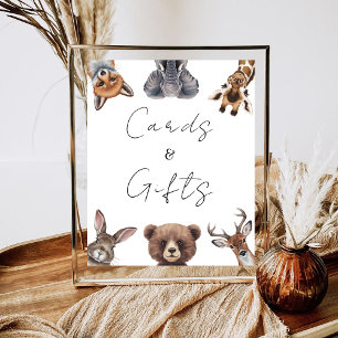 Adorable safari animals baby shower cards and gift poster