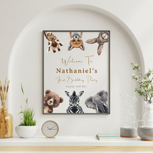 Adorable Safari  Animals Birthday welcome sign 