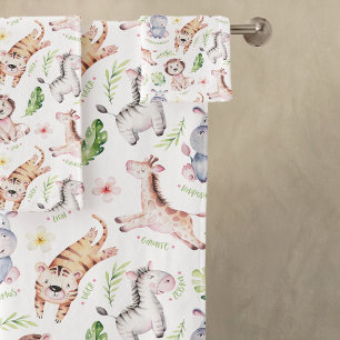 Adorable Safari Animals Kids Bath Towel Set