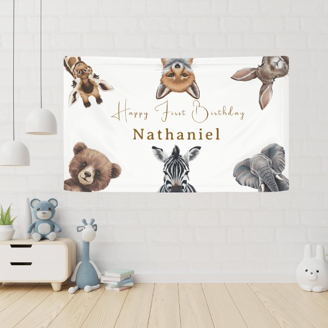 Adorable Safari Forest Animals Birthday  Banner (Creator Uploaded)