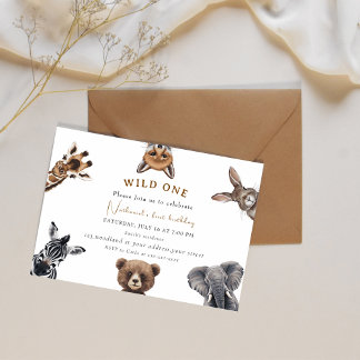 Adorable  Safari  forest Animals Birthday   Invitation