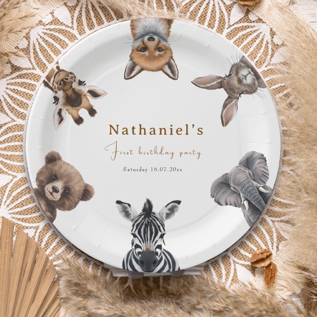 Adorable  Safari Forest Animals  Birthday  Paper Plate (Creator Uploaded)