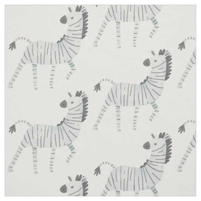 Adorable safari pattern zebra wildlife white grey  fabric (Swatch)