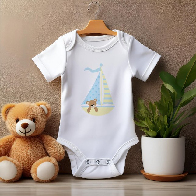 Adorable Sailboat Baby Bear Baby Bodysuit (Creator Uploaded)