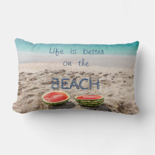 Adorable Sand,Sea,Watermelon,Beach Lumbar Cushion