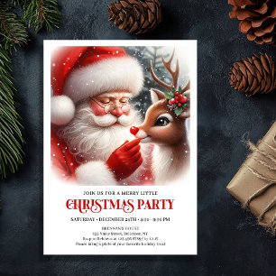 Adorable Santa and Rudolph Christmas Party Invite