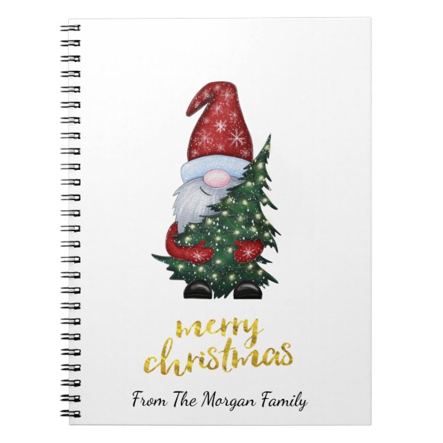 Adorable Santa Claus Pine Tree Christmas Notebook (Front)