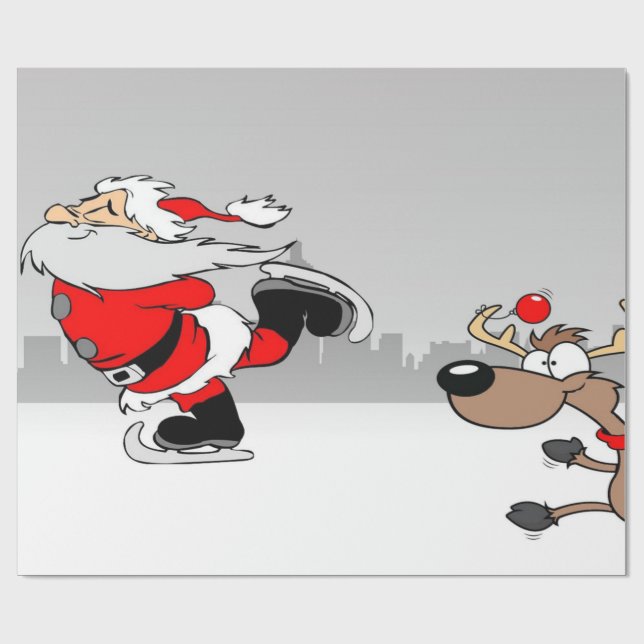 Adorable Santa Claus,Reindeer Wrapping Paper (Flat)