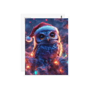 Adorable Santa Owl Postcard