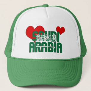 Adorable Saudi Arabia Flag Hearts Patriotic Trucker Hat
