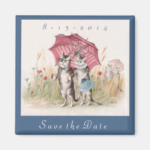 Adorable Save the Date Magnet - Vintage Cat Art