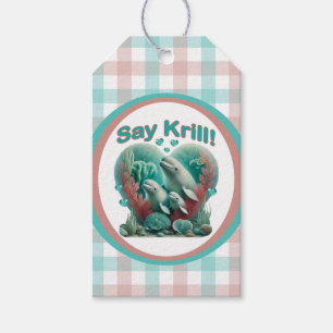 Adorable "Say Krill" Whale Family Portrait Gift Tags