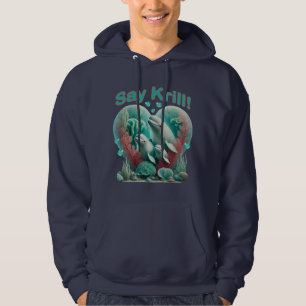 Adorable "Say Krill" Whale Family Portrait Hoodie