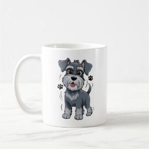 Adorable Schnauzer Pup Illustration With Big Eyes Coffee Mug