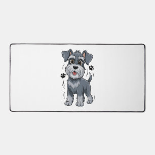 Adorable Schnauzer Pup Illustration With Big Eyes Desk Mat
