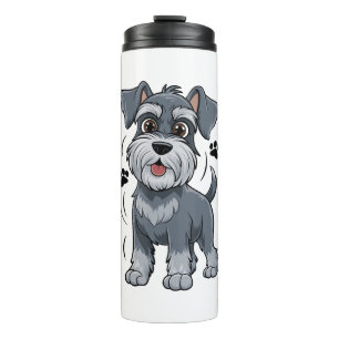 Adorable Schnauzer Pup Illustration With Big Eyes Thermal Tumbler