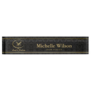 Adorable Scissors & Comb Logo Makeup Hair Salon Nameplate