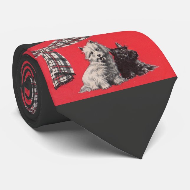 adorable Scottish terriers print Tie (Rolled)
