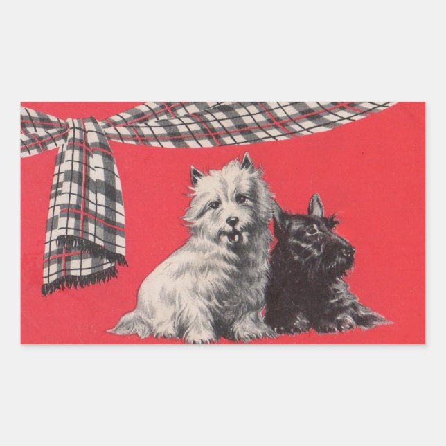 adorable Scottish terriers Rectangular Sticker (Front)