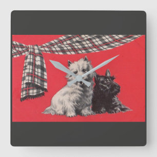 adorable Scottish terriers Square Wall Clock