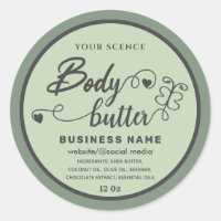 Adorable script butterfly body butter label