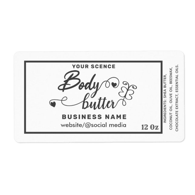Adorable script butterfly body butter label (Front)
