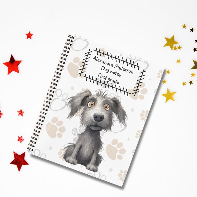 Adorable Scruffy Grey Dog on Paws Print  Notebook (Creator Uploaded)