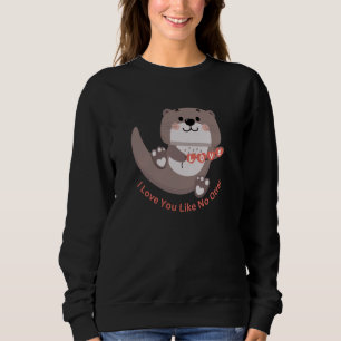 Adorable Sea Otter And Hearts For Valentines Day Sweatshirt