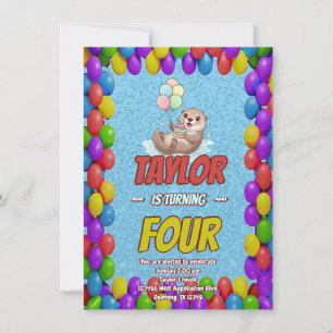 Adorable Sea Otter Birthday Invite