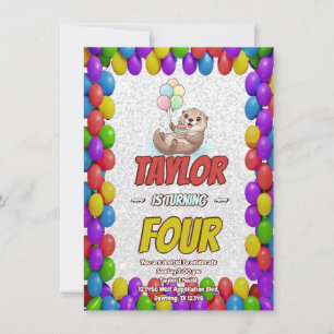 Adorable Sea Otter Birthday Invite
