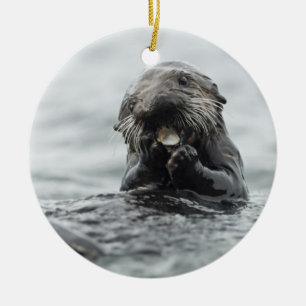 Adorable Sea Otter Ceramic Ornament
