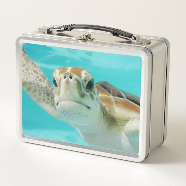 Adorable Sea Turtle Metal Lunch Box (Front)
