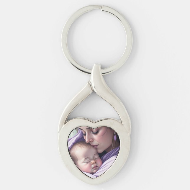 Adorable Sentimental Mother and Baby Love Bond Key Ring (Front)