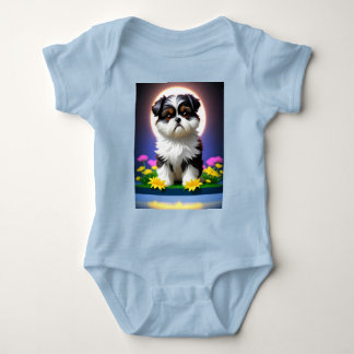 Adorable Shih Tzu Baby Bodysuit