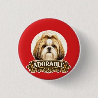 Adorable Shih Tzu Dog Vintage Badge