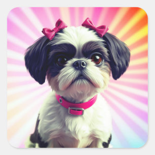 Adorable Shih Tzu Moment Square Sticker