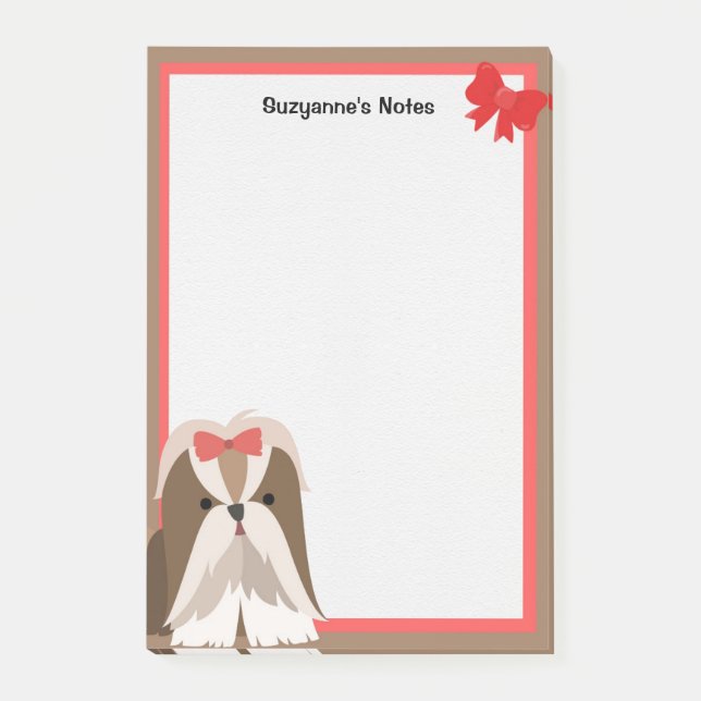 Adorable Shih Tzu With Bow Post-it Notes (Front)