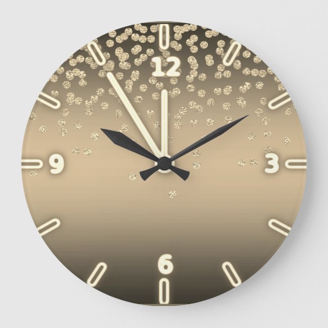 Adorable  Shiny Foil  Confetty Or Diamond Large Clock (Front)