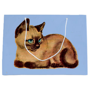adorable Siamese cat kitten print Large Gift Bag