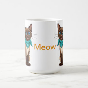 Adorable Siamese Cat With Turquoise Bandanna Coffee Mug