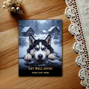 Adorable Siberian Husky Get Well Postcard