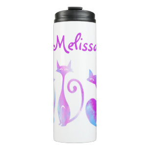 Adorable Silhouette Of Cats Thermal Tumbler